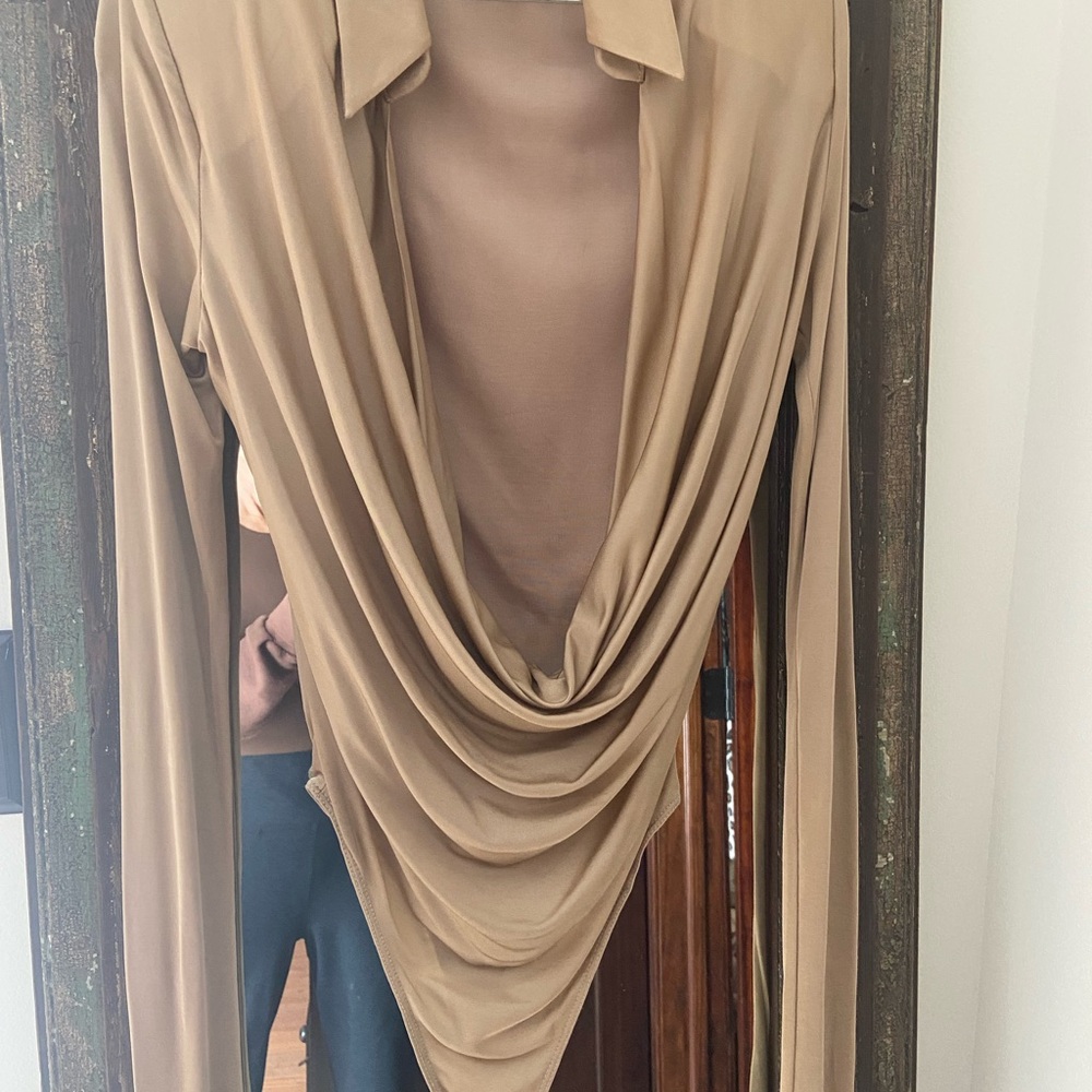 Gauge81 Beige Draped Bodysuit